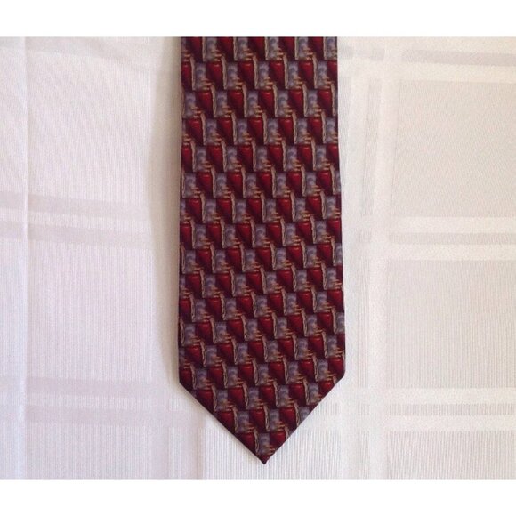 UMO LORENZO 100% Silk Men's Tie Italy Handmade Wine Gray Gold - Picture 7 of 12